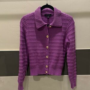 Ann Taylor Textured Purple Cardigan